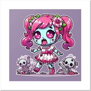 Spooky Zombie Girl Kawaii Posters and Art